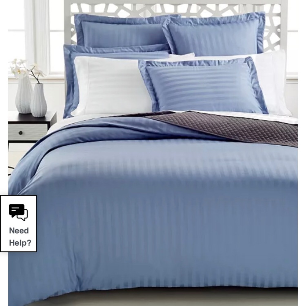 Charter Club Damask Stripe Duvet Cover- Gray Twin